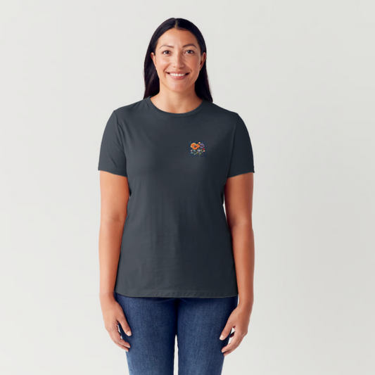 Midnight Bloom Embroidered T-Shirt