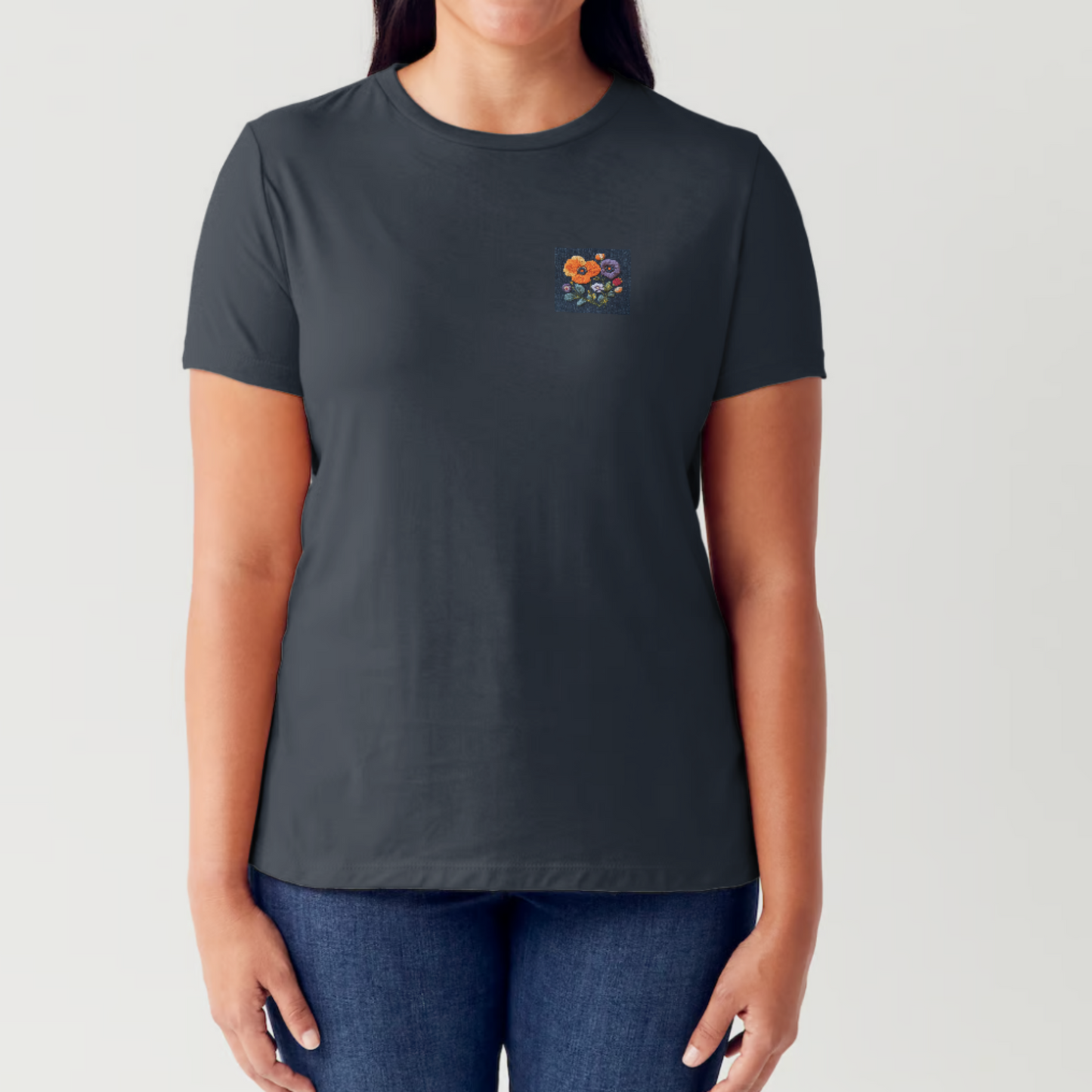 Midnight Bloom Embroidered T-Shirt