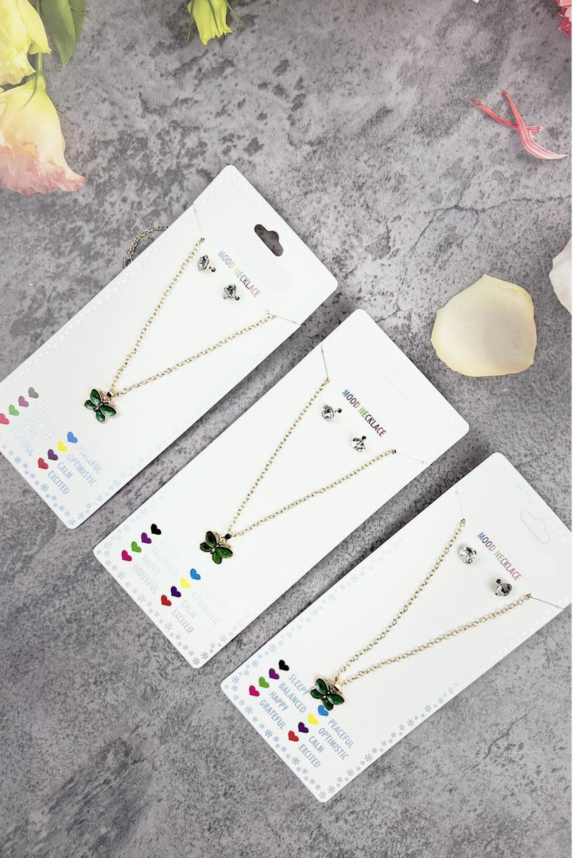 Metamorphosis Mood Necklace and Rhinestone Earring Set