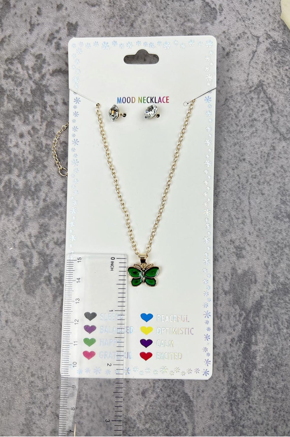 Metamorphosis Mood Necklace and Rhinestone Earring Set